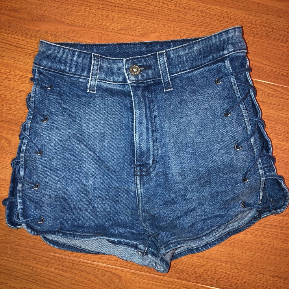 CARMAR Lace Up Denim Shorts - High Waisted